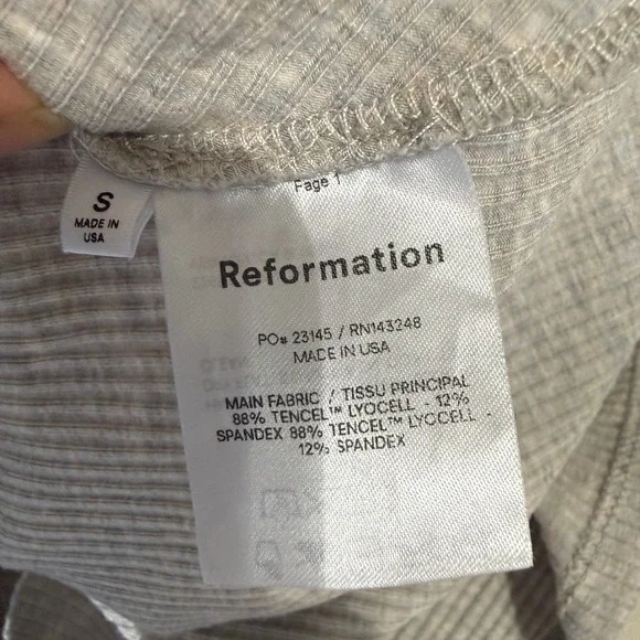 Reformation Lennon Ribbed Ruched Button Front Collared Mini Dress Grey Small - Picture 7 of 8